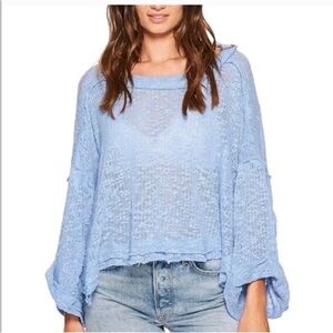 Free people island girl hacci raw hem pullover sweater top
